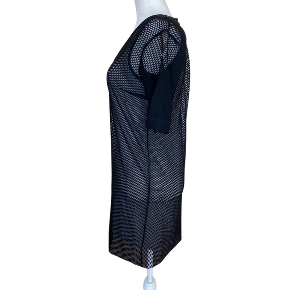 TOPSHOP Black Net Mesh V-Neck Mini Dress Size 2 - Picture 7 of 14